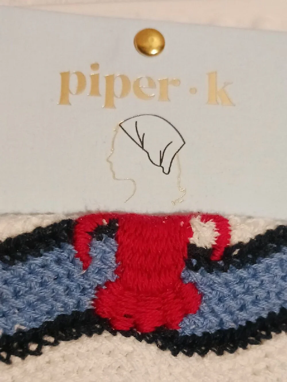 Piper Knit Bandana Bib with Red🦞 Lobsters on Blue & White Waves 🦞